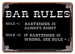 BAR RULES METALOWY SZYLD OBRAZEK RETRO #00041