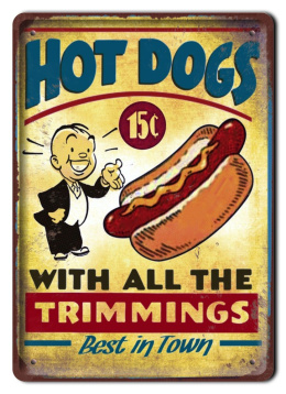 HOT DOGS METALOWY SZYLD VINTAGE RETRO #08410