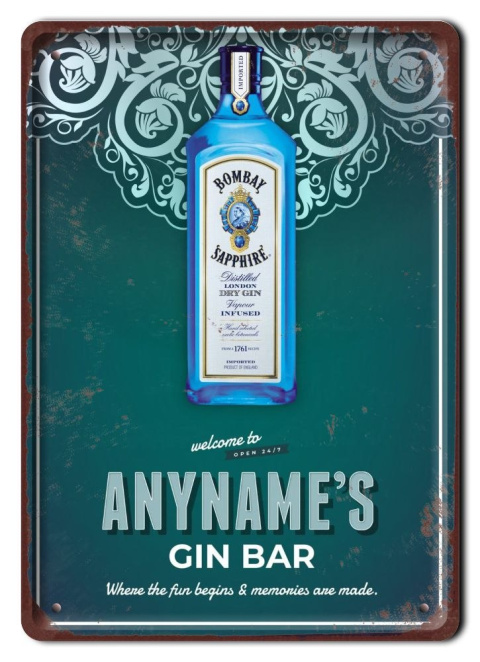 GIN BAR METALOWY SZYLD PLAKAT VINTAGE RETRO #08562