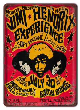 JIMI HENDRIX METALOWY SZYLD PLAKAT RETRO #08632