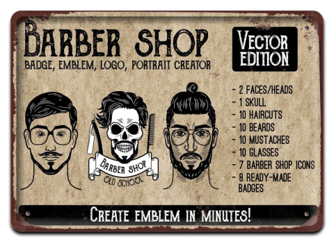 BARBER SHOP METALOWY SZYLD PLAKAT RETRO #08764