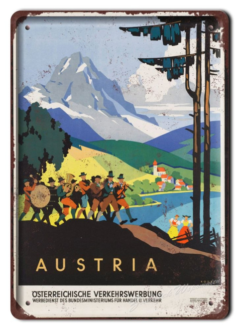 AUSTRIA METALOWY SZYLD OBRAZEK VINTAGE RETRO #05748