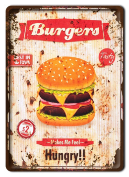 BURGERS TABLICZKA METALOWY SZYLD RETRO #10079