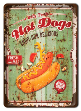 HOT DOGS METALOWY SZYLD RETRO PLAKAT VINTAGE #10080