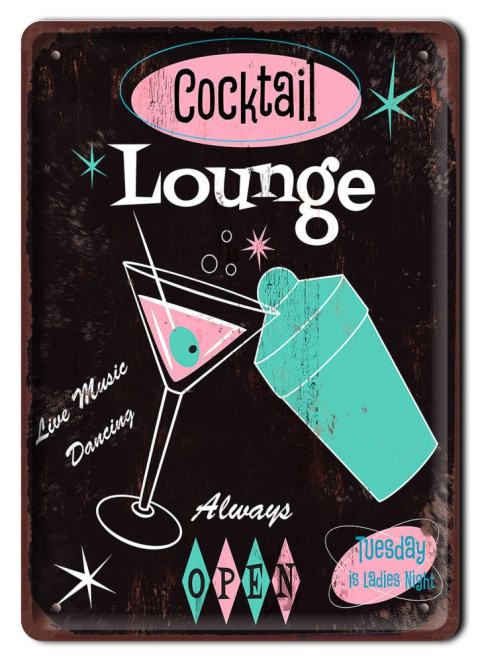 COCKTAIL METALOWY SZYLD PLAKAT VINTAGE RETRO #07710