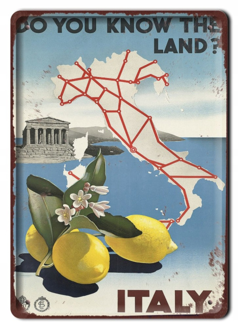 ITALY WŁOCHY METALOWY SZYLD PLAKAT RETRO #07727