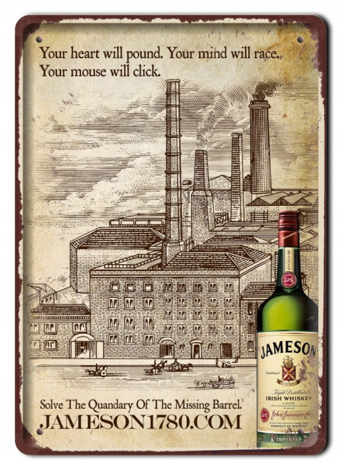 JAMESON WHISKEY PLAKAT METALOWY SZYLD RETRO #07780