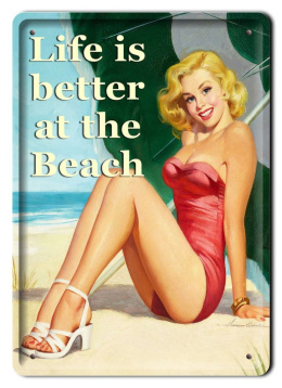 BEACH METALOWY SZYLD PLAKAT VINTAGE RETRO #07395