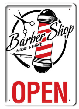 BARBER PLAKAT METALOWY SZYLD RETRO #11894