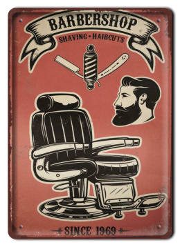 BARBER SHOP PLAKAT METALOWY SZYLD RETRO #12540