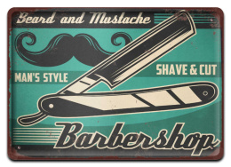 BARBER SHOP PLAKAT METALOWY SZYLD RETRO #12542