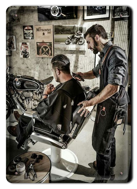 BARBER PLAKAT METALOWY SZYLD OBRAZEK RETRO #12679