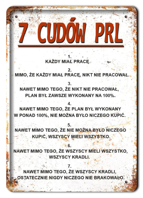 PRL PLAKAT METALOWY SZYLD OBRAZEK RETRO #12670