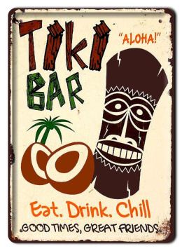 BAR ALOHA TIKI PLAKAT METALOWY SZYLD RETRO #07422