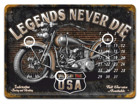 HARLEY KALENDARZ METAL.SZYLD PLAKAT RETRO #06474