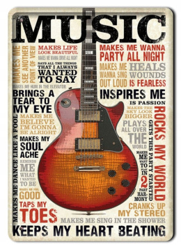 MUSIC GITARA METALOWY SZYLD PLAKAT RETRO #07925