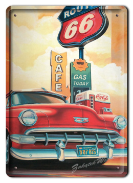 ROUTE 66 METALOWY SZYLD PLAKAT VINTAGE RETRO #03563