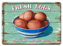 JAJKA FRESH EGGS METALOWY SZYLD RETRO #07446