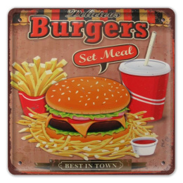 BURGERS PLAKAT METALOWY SZYLD OBRAZEK RETRO #20524