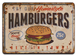 HAMBURGERS PLAKAT METALOWY SZYLD OBRAZEK #20532