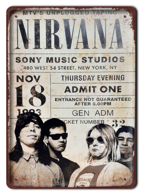 NIRVANA PLAKAT METALOWY SZYLD OBRAZEK RETRO #20682