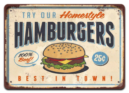 HAMBURGERS PLAKAT METALOWY SZYLD OBRAZEK #20874