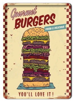 BURGERS PLAKAT METALOWY SZYLD OBRAZEK RETRO #21206