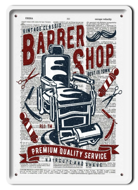 BARBER PLAKAT METALOWY SZYLD OBRAZEK RETRO #21368