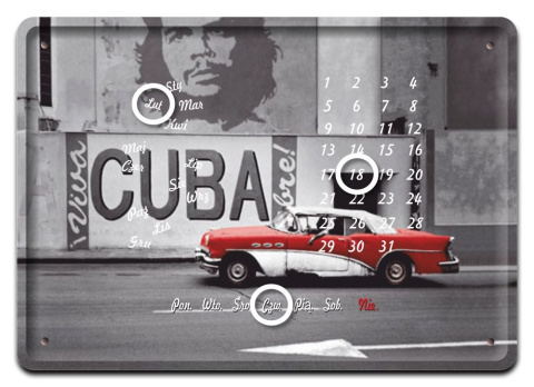 CUBA KALENDARZ METALOWY SZYLD PLAKAT RETRO #06700