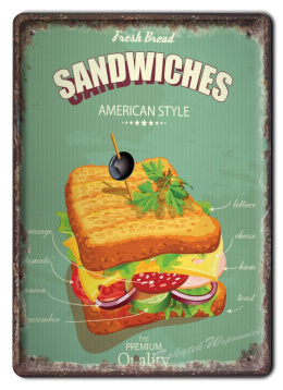 SANDWICHES METALOWY SZYLD PLAKAT VINTAGE #03849