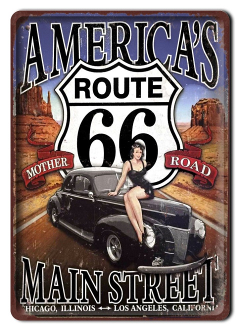 ROUTE 66 METALOWY SZYLD OBRAZEK RETRO #07135