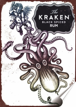 Rum Kraken Plakat Samoprzylepny Plakietka(motyw metalowego szyldu)#07253