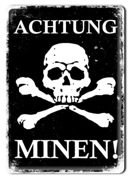 ACHTUNG MINEN METALOWY SZYLD PLAKAT RETRO #07299